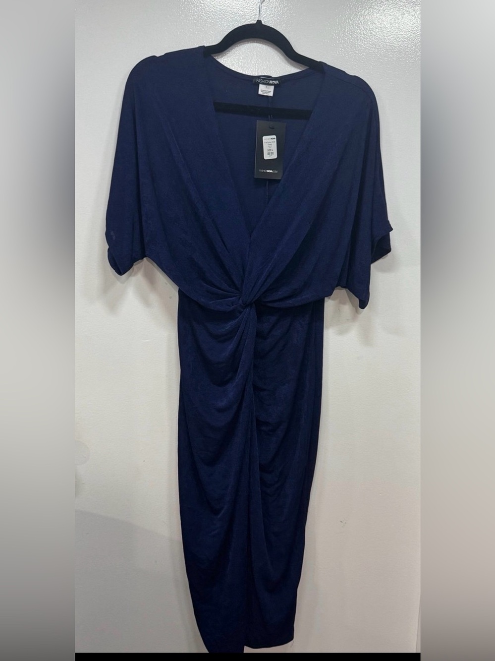 Fashion Nova Navy Knit Knot Dress